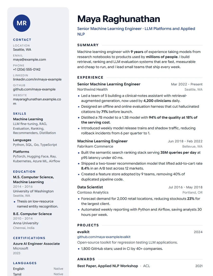 Meridian resume template preview