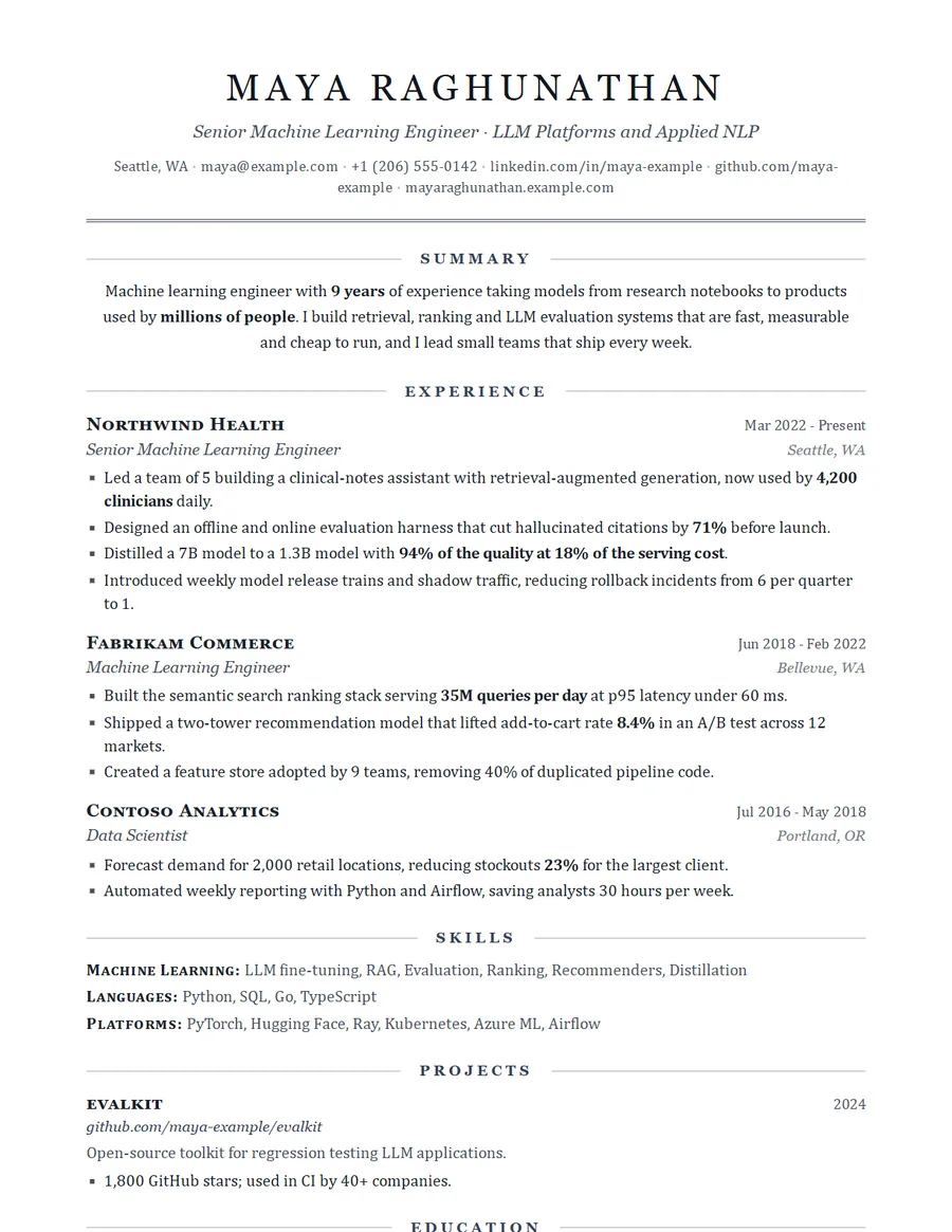 Regent resume template preview