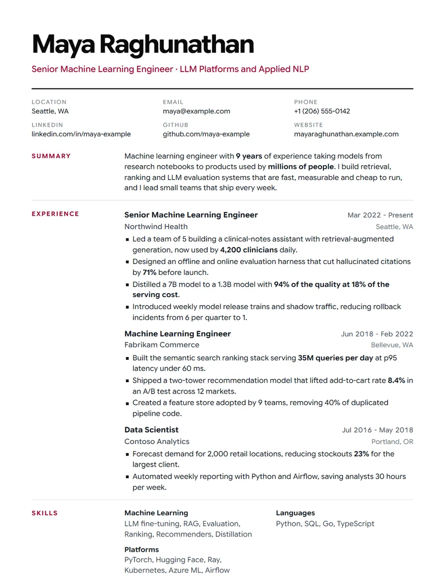 Zurich resume template preview