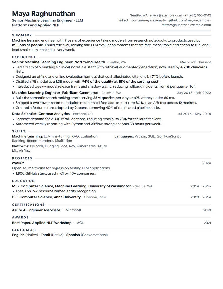 Ledger resume template preview